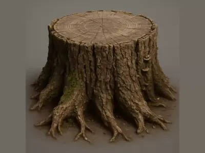 Realistic Tree Stump with Roots 3D model