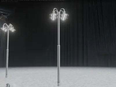 Street Light -7- Basic Version -4 Lamp-  Low-poly 3D model
