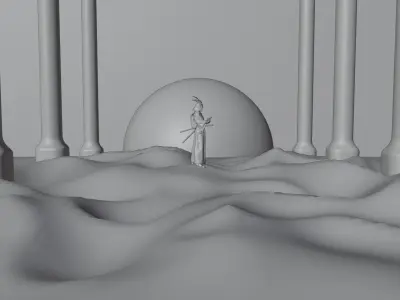 Sci-Fi Rising Sun Samurai scene  3D model