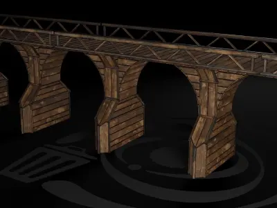 AAA Medieval Wooden Bridge 04 R Low-poly 3D model