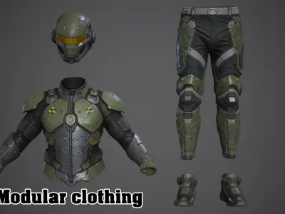 Sci-Fi Military Armor Pack 03 Low-poly 3D model