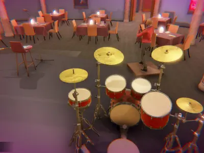 Jazz club - interior and props Low-poly 3D model