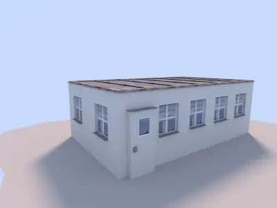 House building with roof Low-poly 3D model