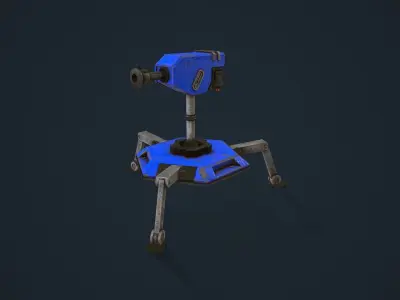 Turret robot Low-poly 3D model