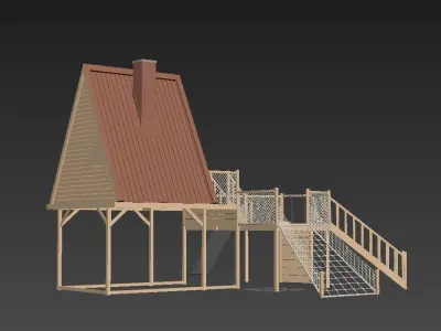 grove wooden game cabin playground 3D model