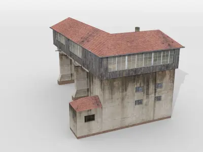 Old gantry signal tower Low-poly 3D model
