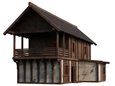 Old Medieval House Building 4K Textures GameReady 99 Low-poly 3D model