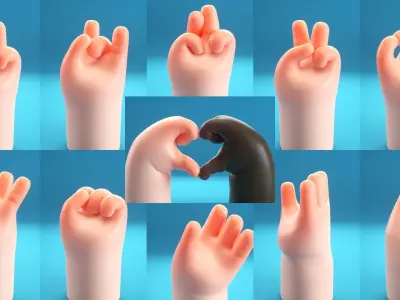 Cartoon Hand Low-poly 3D model