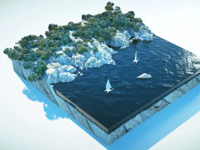 A realistic mini island terrain 3D model