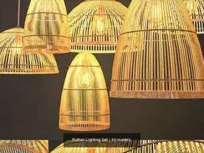 Rattan Lighting Set 3D Model Pack