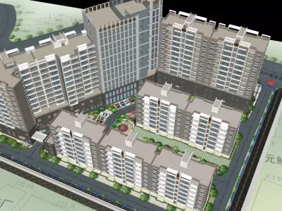 modern highrise low poly building 3D model