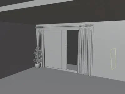 Glass door cum window 3D model