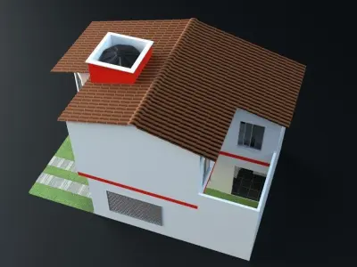 Latin twins house with internal spaces 3D model