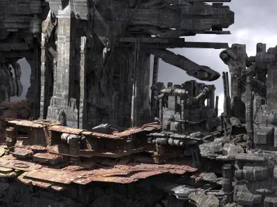 Advanced Alien Ancient Civilization Ship architecture 7 3D model
