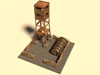 Industrial Filter Tank Low-poly 3D model