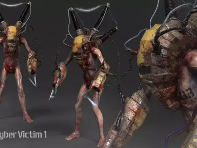 Sci-fi Cyber Victim 3 Low-poly 3D model