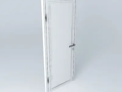 Steel door with glass and fence 3D model