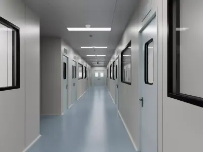 Modern Hospital Cleanroom Laboratory Corridor 3D model
