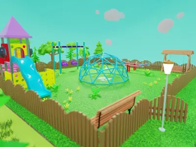 Kids Play Ground Low-poly 3D model