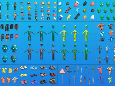 Zombies Low-poly 3D model