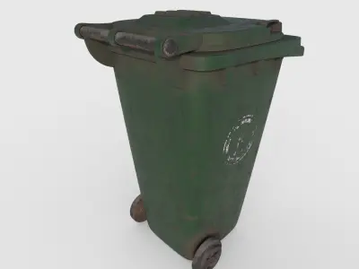 3D Dirty Dustbin Low-poly 3D model