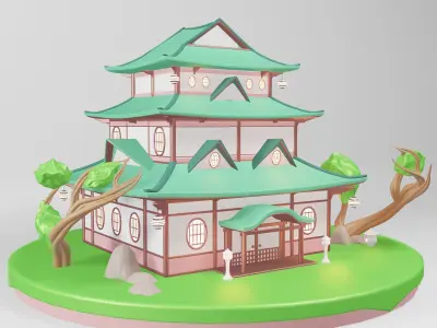 3D model House Japanese Lopoly Style 3D model