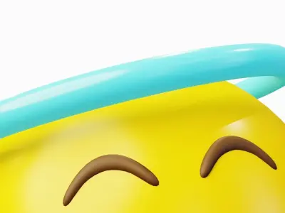 Smile Angelic Halo yellow ball Emoji or Smiley 3D model
