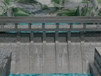 3D VIEW DAM WITH HIGH QUALITY TETXTURES Free 3D model