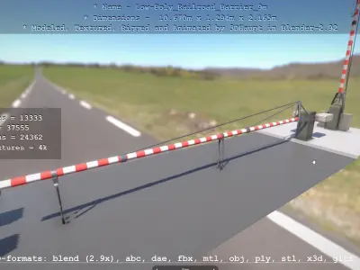 Railroad Barrier 9m High and Low-Poly 3D Model Pack