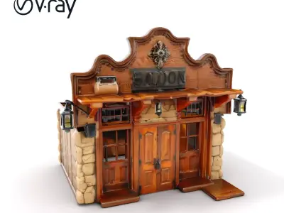 Wild West Saloon Model Pack with PBR Textures Low-poly 3D model