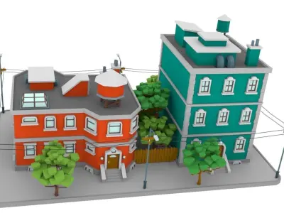 LowPoly City Block01  Low-poly 3D model