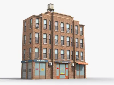 Apartment Building x6 Low-poly 3D model