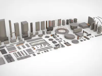 Sci-Fi architecture Elements collection 14 3D model