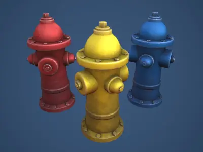 Stylized Fire Hydrant Low-poly 3D model