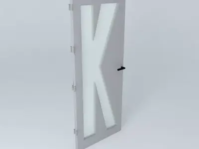 Letter K 3D door very detail with glass lock and hinger Free 3D model