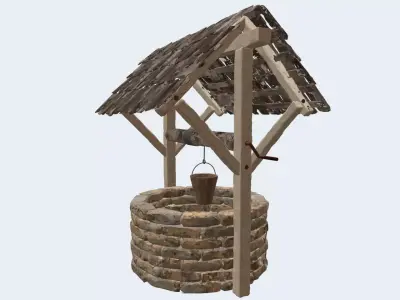 Medieval water well 3D model