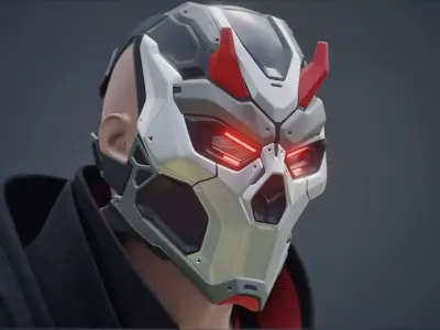 CYBER ONI - cosplay mask - DIGITAL STL FILE for 3D printing 3D print model