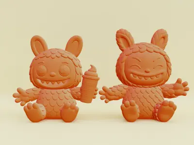 Labubu Beach Set Characters QUQU SISI Pop Mart Printable 3D print model