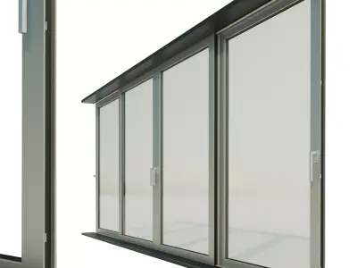 Panoramic sliding system Window Door Low-poly 3D model