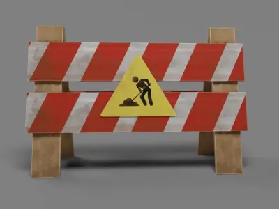 Road Works Low-poly 3D model