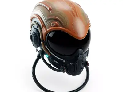 SciFi Pilot Helmet Futuristic Visor Low-poly 3D model