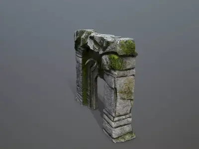old gate Low-poly 3D model 2