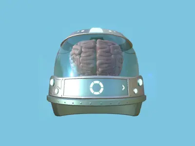 SciFi Brain Helmet 01 Aluminum - Character Design Fashion Low-poly 3D model