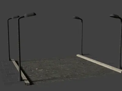 Street concrete slab Low-poly 3D model