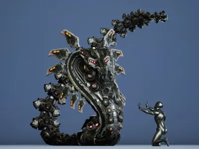 Sci-Fi Snake Low-poly 3D model