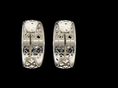 Geometric Gold Earrings  3D print model