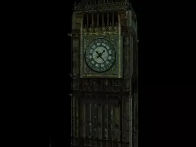 Big Ben Landmark Building gritty-style textures 3D model
