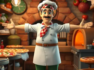 Charming Italian Chef model pack Low-poly 3D model
