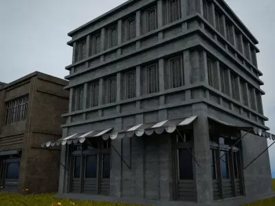 OLD RETRO CLASSICAL BUILDING 8 Low-poly 3D model