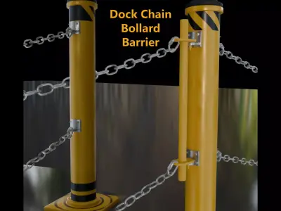 Dock Chain Bollard Barrier 3D model